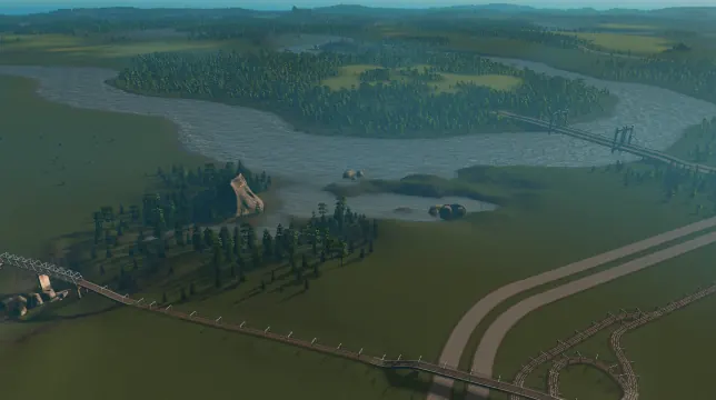 Swamplands map overview in Cities: Skylines