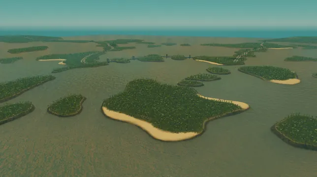 The Archipelago map overview in Cities: Skylines